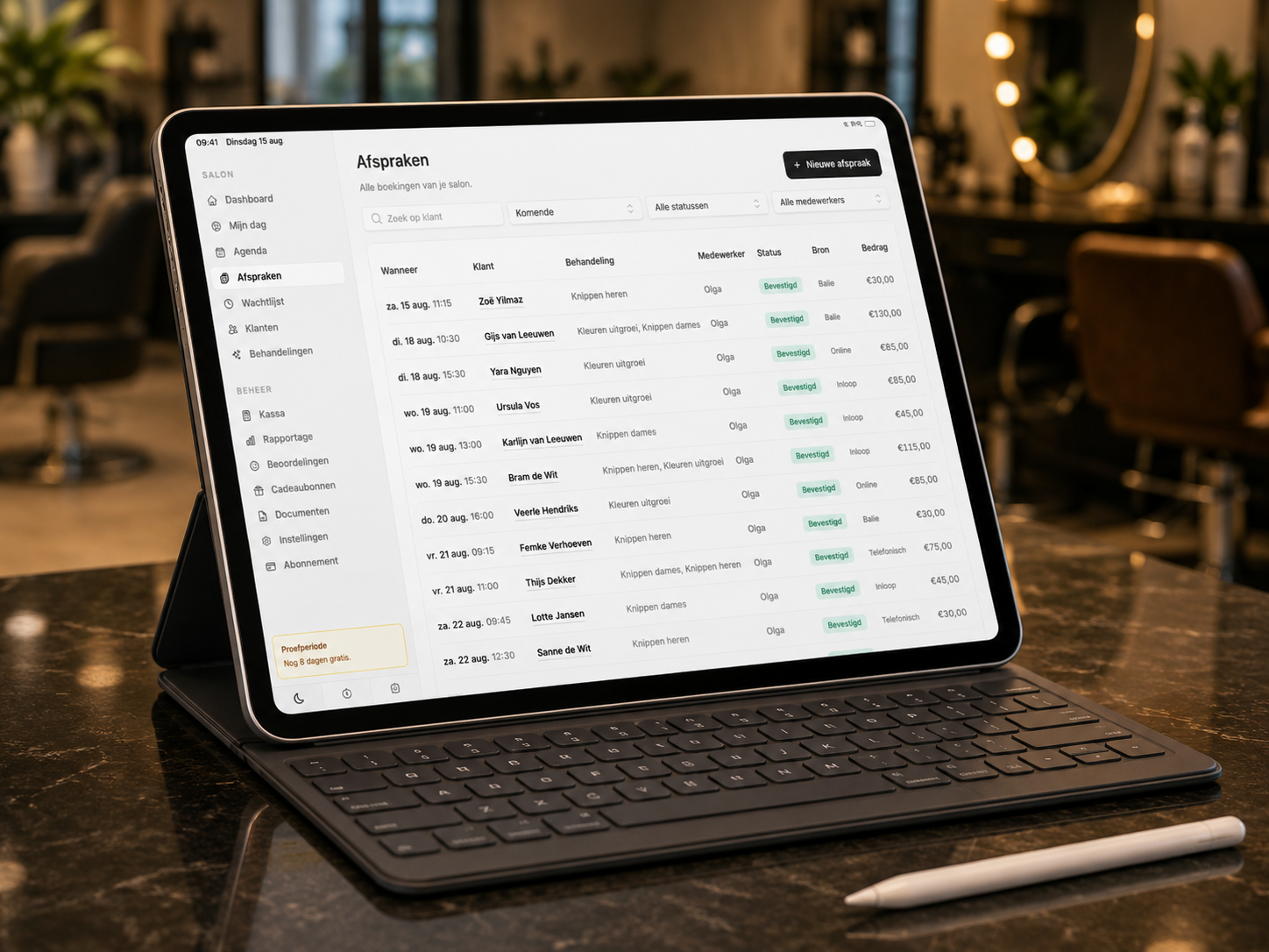 Salonier afspraken ipad